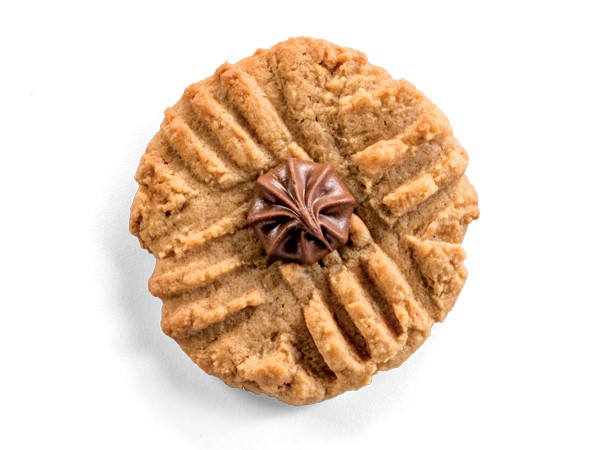 Peanut Butter Cookies with Chocolate Candies Pressed in the Center