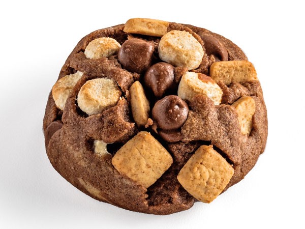Chocolate s'more cookie with toasted mini marshmallows