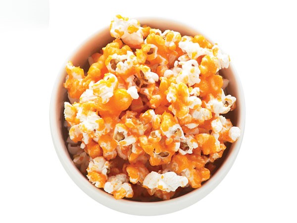 Bowl of candied fruit popcorn