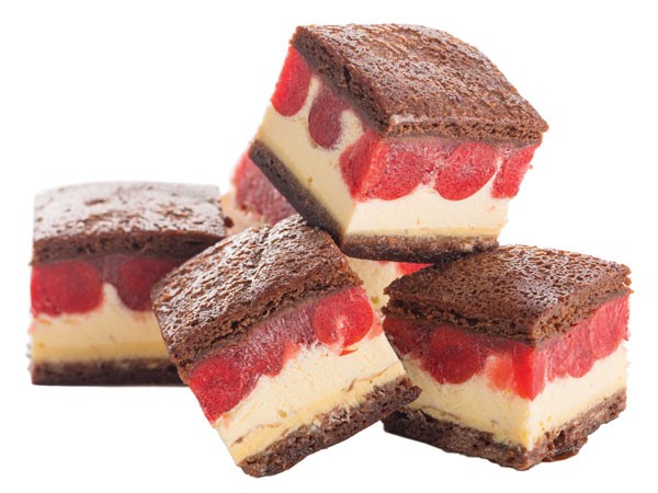 Brownie sandwich filled with vanilla ice cream and cherry pie filling