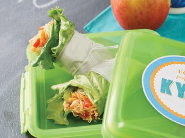 Plastic container of chicken lettuce wrap