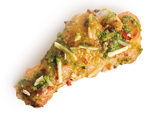 Chicken wing tossed in basil pesto sauce