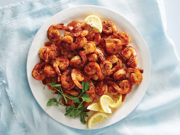 Plate of barbecue shrimp bites