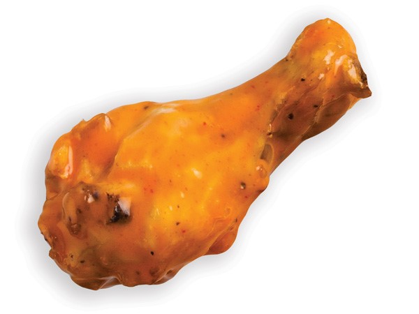 Chicken wing coated in buffalo sauce