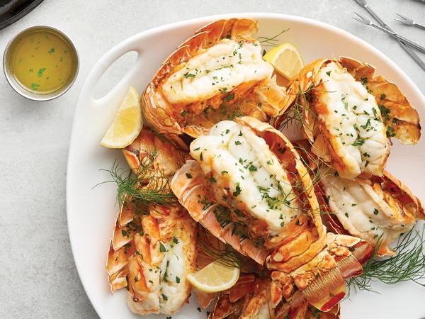 Plate of broiled lobster tails 