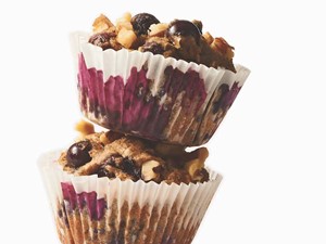 Stack of healthy blueberry muffins