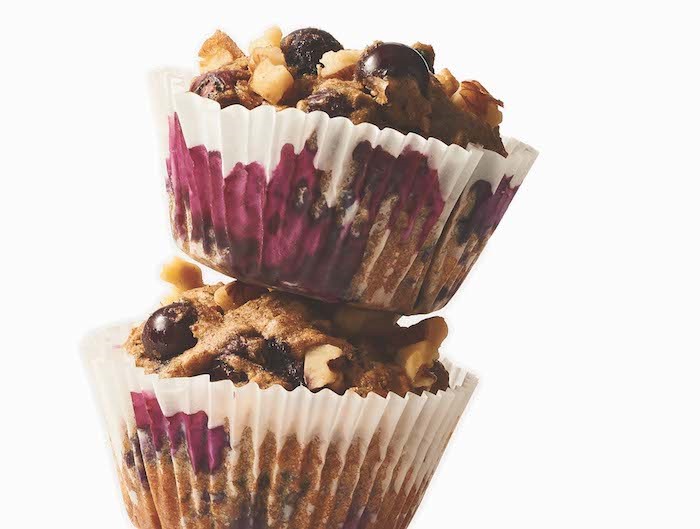 Stack of healthy blueberry muffins