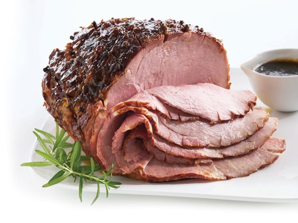 Honey bourbon glazed sliced ham