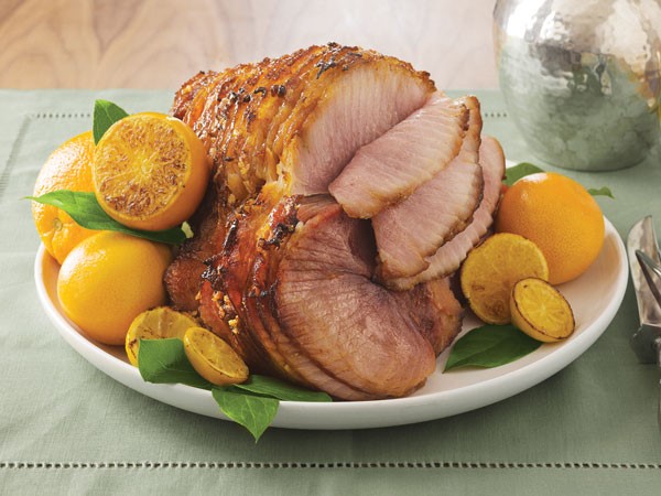 Glazed honey sliced ham with roasted citrus