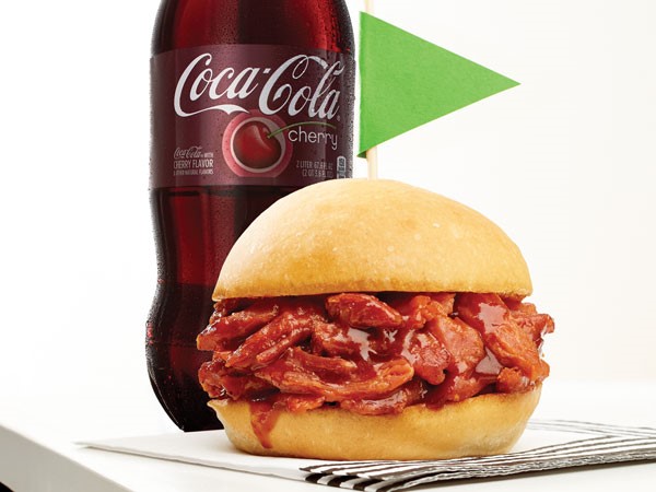 Cherry Coca-Cola pork sliders on a bun