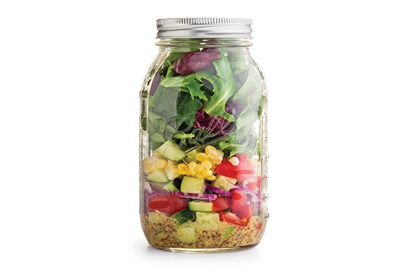 Salad in a large mason jar