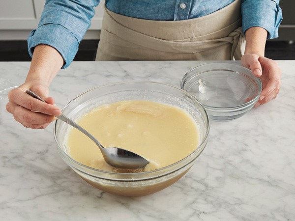 Chicken soup starter on counter top 