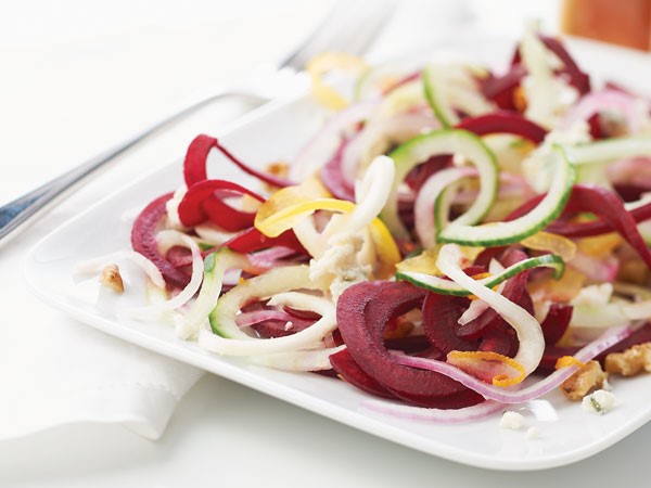 Plate of beet salad with gorgonzola