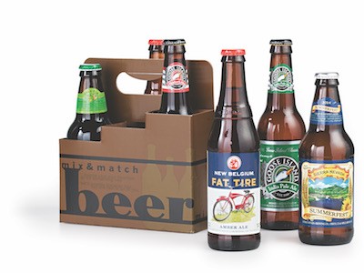 Mixed craft beer in cardboard beer carrier
