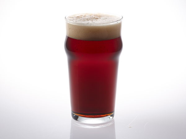 Brown ale in nonic pint glass