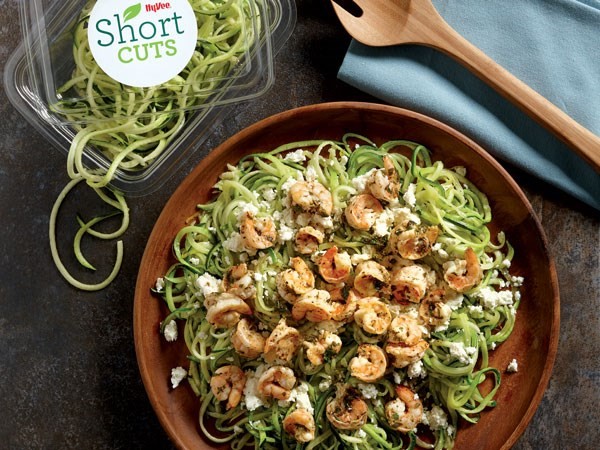 Veggie Noodle Shrimp Scampi on a plate 