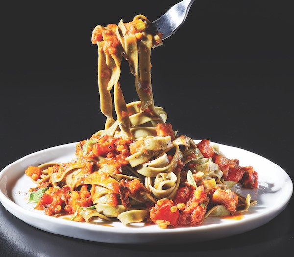 Vegan and vegetarian bolognese on a plate