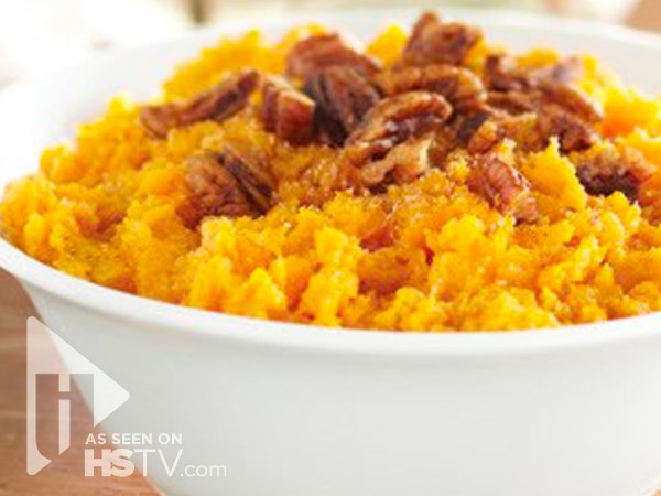 mashed sweet potatoes with caramelized pecans 