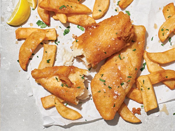 Double Beer-Battered Fish 'n' Sweet Pea Puppies