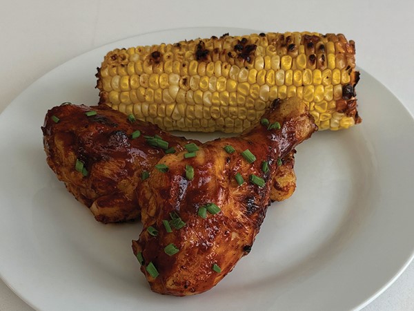 Grilled Sweet-and-Spicy BBQ Chicken Legs with Zippy Sweet Corn | Hy-Vee