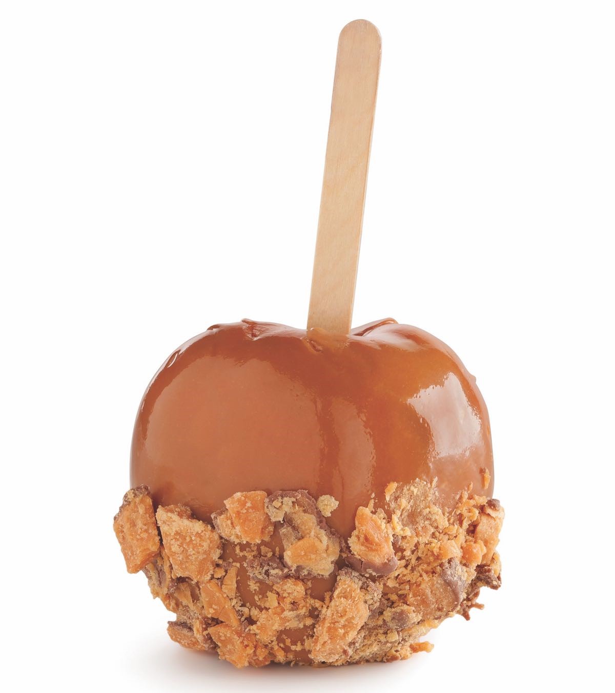 Caramel Apple Dipped in Crushed Butterfinger Candies