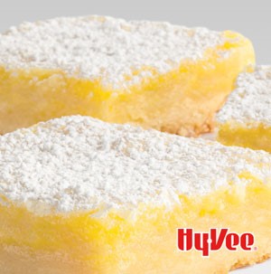 Lemon bars topped with powdered sugar