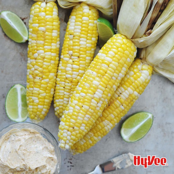 Sweet Corn seasoned in Chipotle and served with Lime Wedges