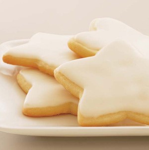 Star cut-out cookies with white glaze