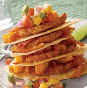 Stack of Caribbean Pork Fajitas