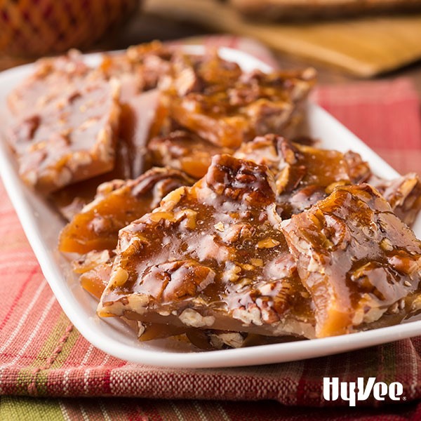 Nut candy brittle served on a plate