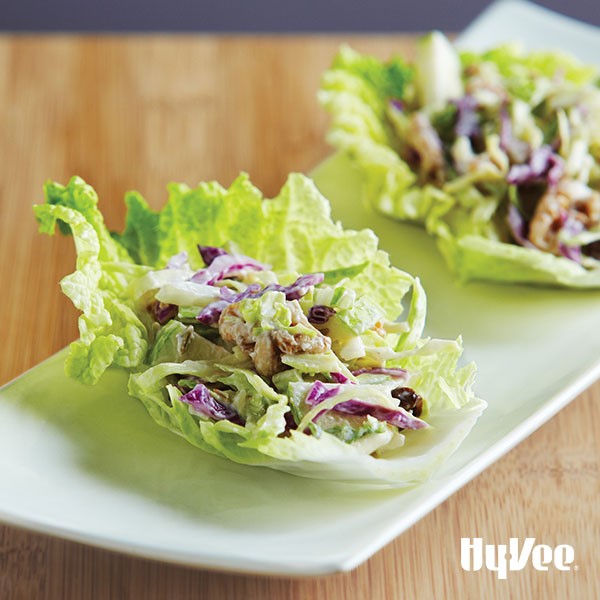 Plate of Confetti Coleslaw served in Cabbage Leaves