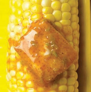 Corn on the cob topped with Chili-Lime Butter square