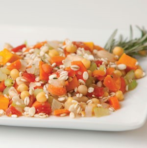 Plate of mixed vegetables and barley