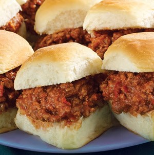 Mini burger buns filled with sloppy joes