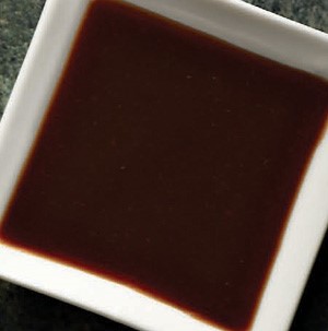 Side dish of soy dipping sauce