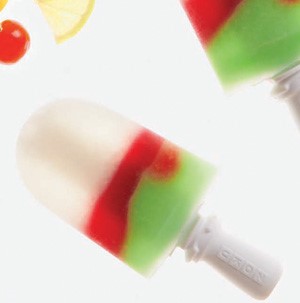 White, red and green layered citrus refresher pops