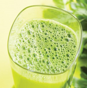 Glass filled with green juice