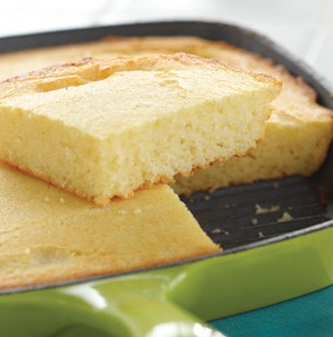 Cornbread cooked in a skillet