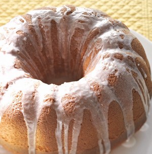 Almond poppy seed cake with white glaze