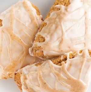 Pumpkin scones drizzled in glaze