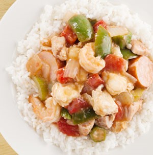 Bowl of crab and shrimp gumbo