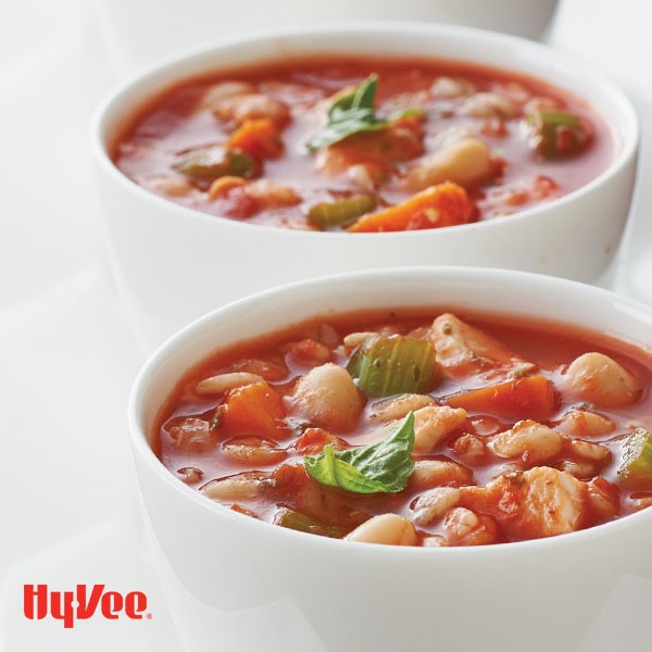Cup of chicken minestrone soup