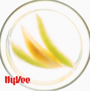 Mellon slices in clear glass cup