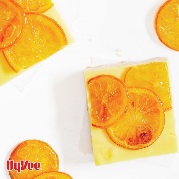 Candied citrus bars cut in squares