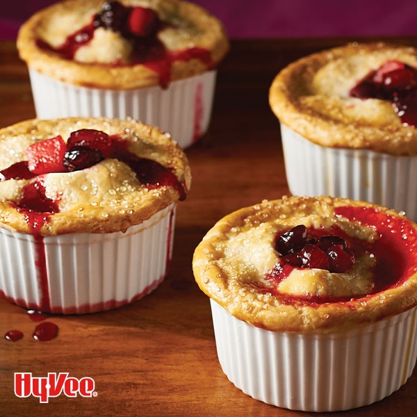 Souflee cups filled with cranberry pot pies