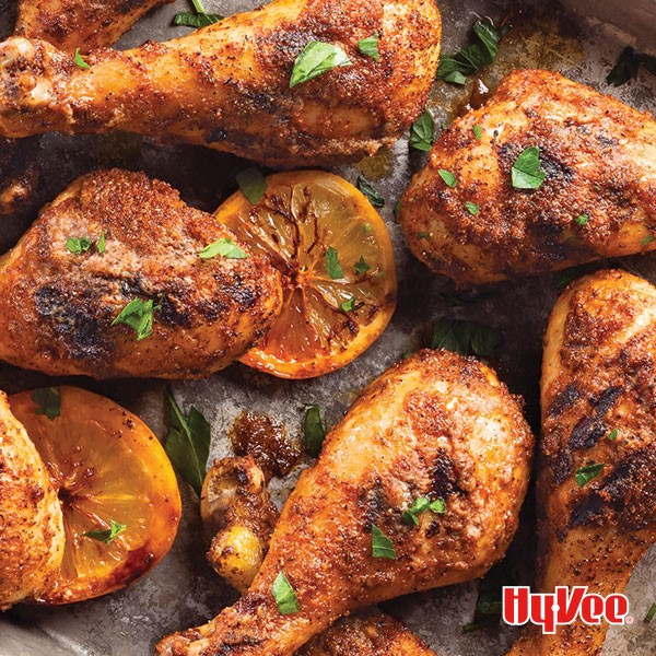 Tray of citrus marinated drumsticks