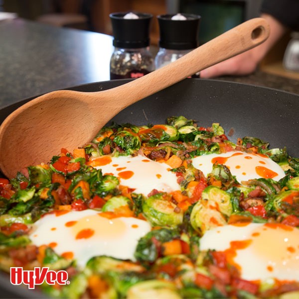 Brussels Sprout Sweet Potato Hash with Pancetta | Hy-Vee