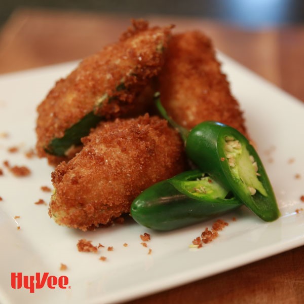 Plate of breaded cheesesteak jalapeno poppers