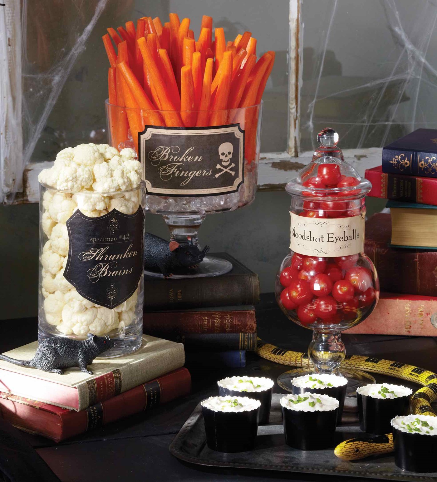 Display of Cauliflower, Tomatoes, and Carrot Sticks