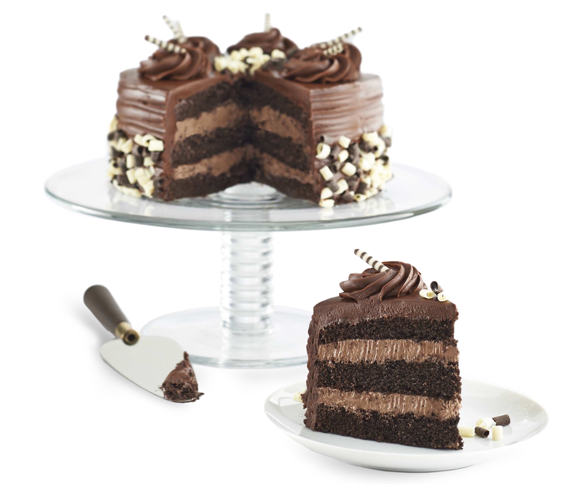 Hy-Vee 3-layer Cake with Piece on Plate